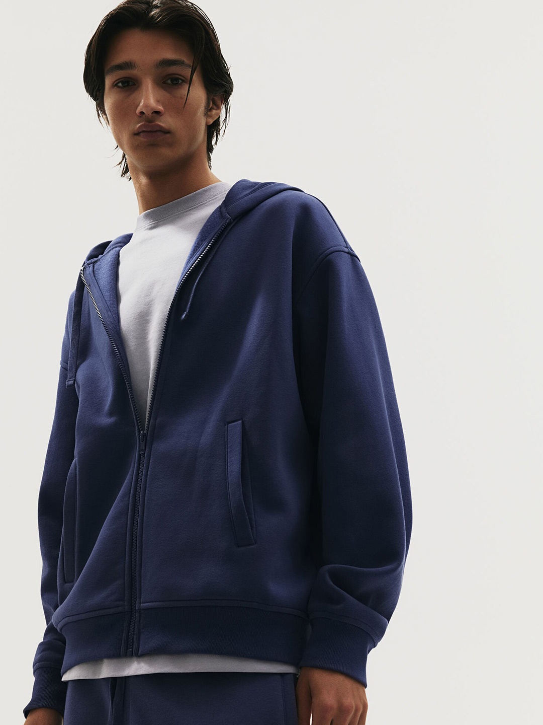 

H&M Relaxed Fit Zip-Through Hoodie, Blue