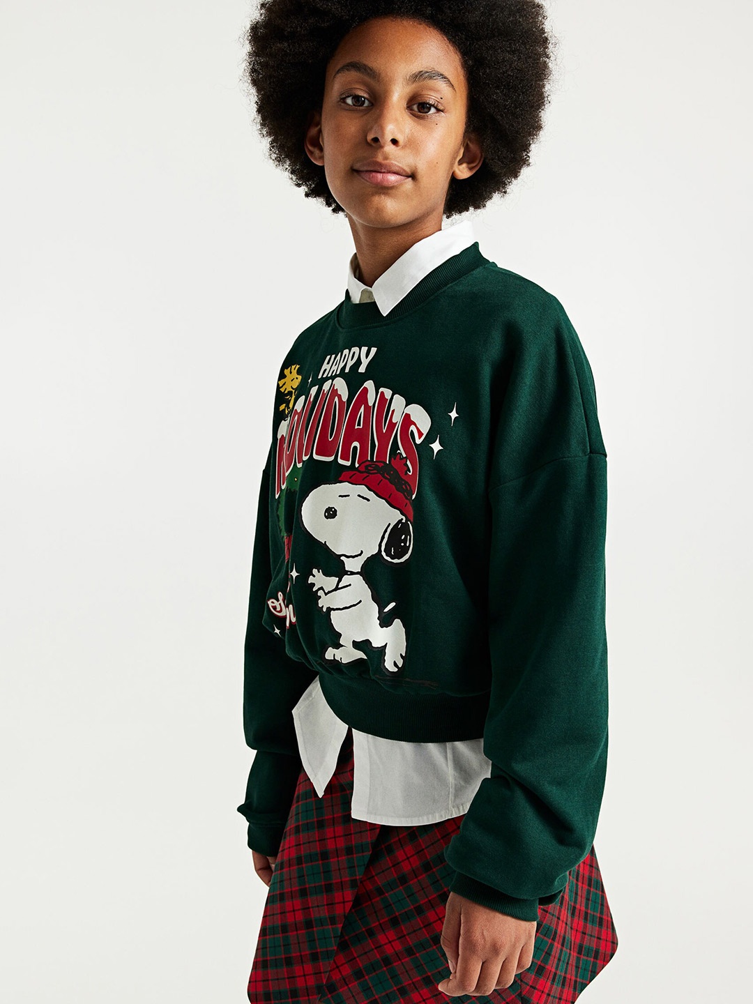 

H&M Girls Oversized Sweatshirt, Green