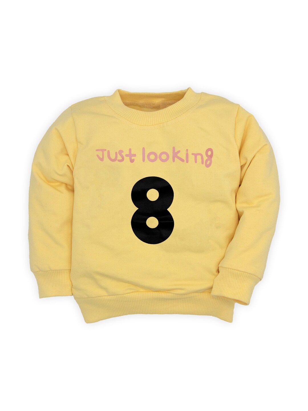 BAESD Kids Typography Printed Round Neck Cotton Pullover Sweatshirt, Yellow