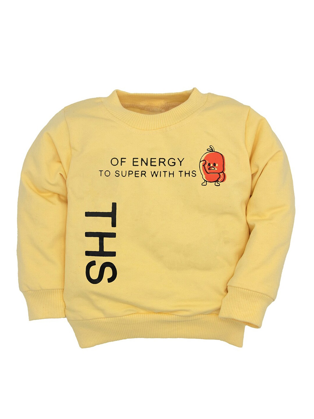 BAESD Kids Typography Printed Cotton T-shirt, Yellow