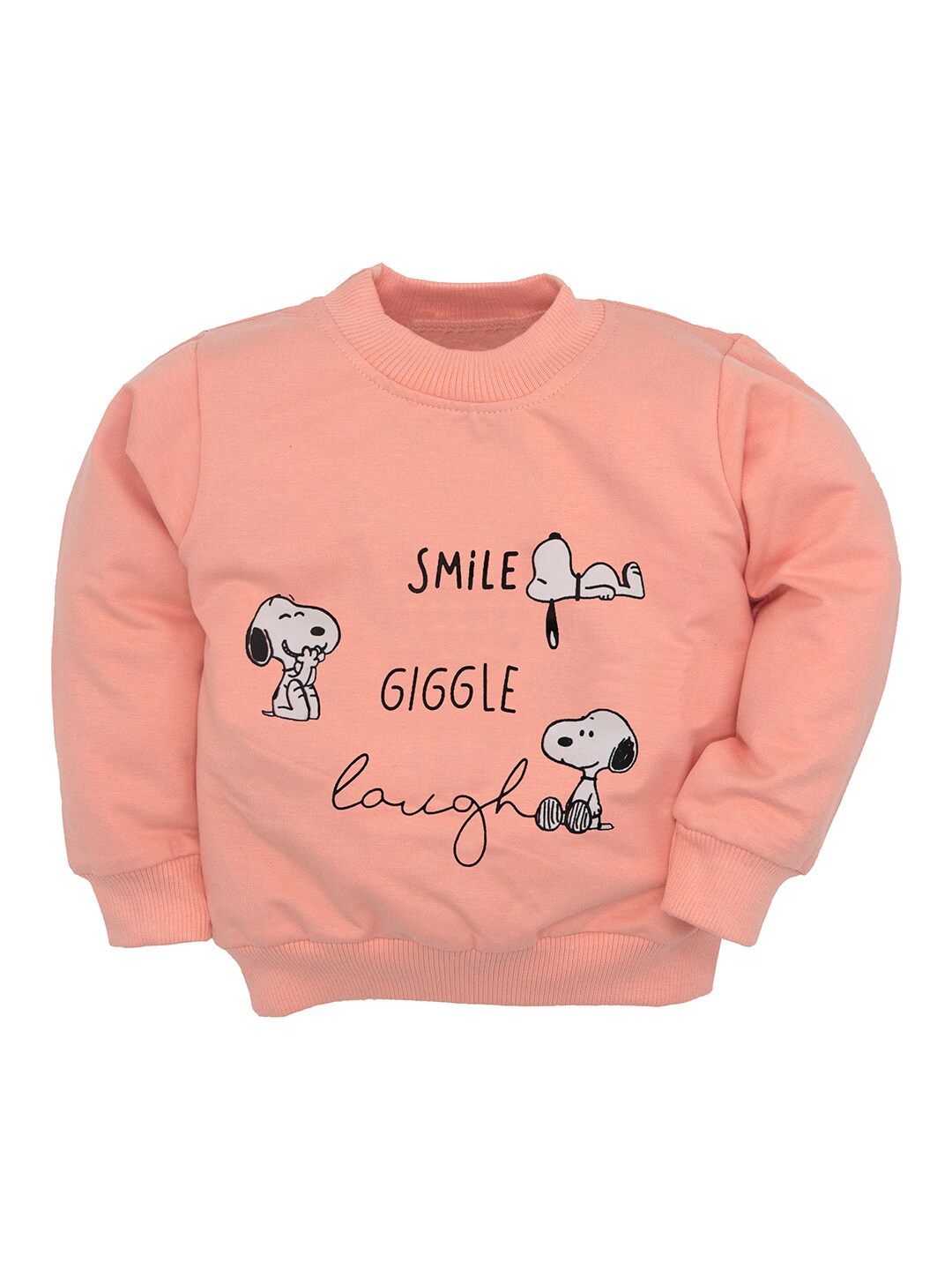 

BAESD Kids Graphic Printed High Neck Cotton T-Shirt, Peach