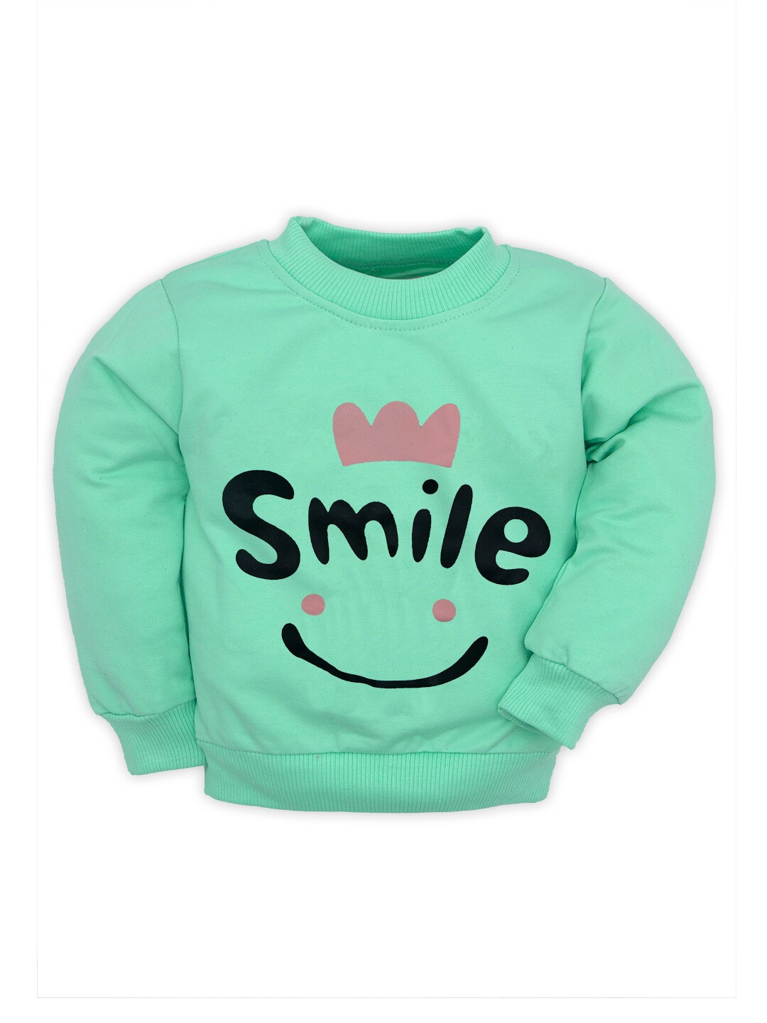 

BAESD Kids Typography Printed High Neck Cotton T-Shirt, Sea green