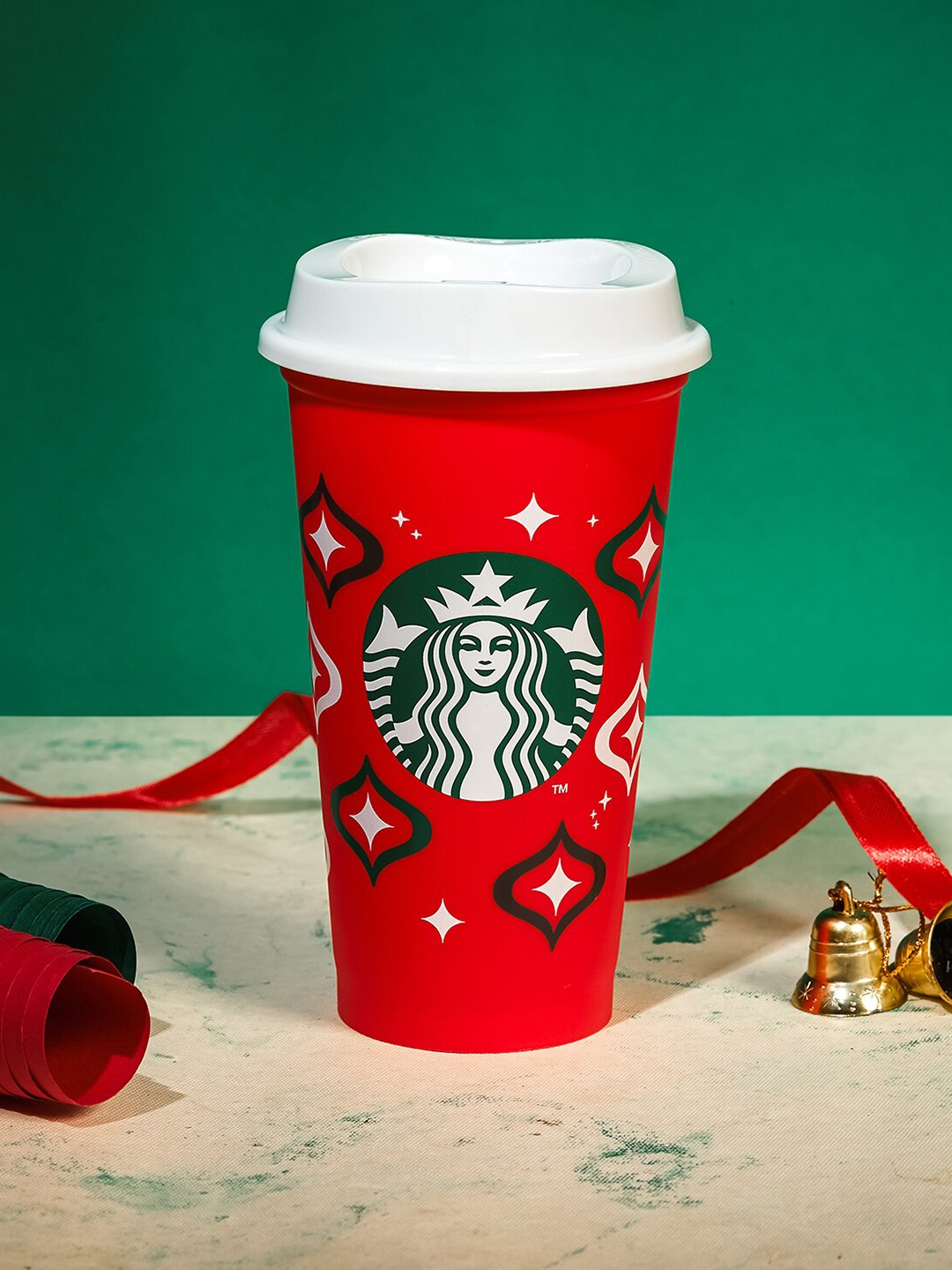 

Starbucks Red & White Printed Plastic Matte Mug 473ml