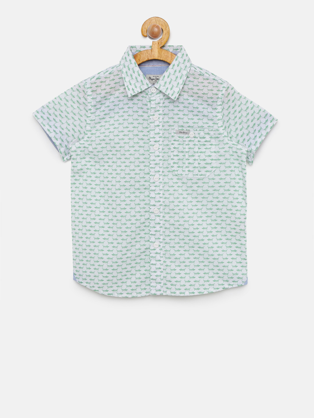 

Pepe Jeans Boys White & Green Regular Fit Printed Casual Shirt