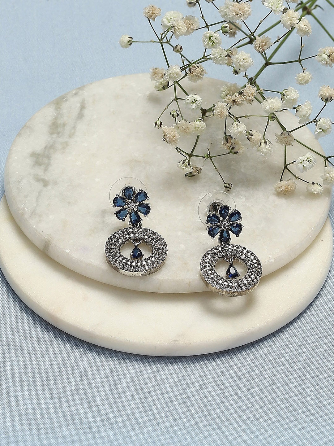 

Biba Silver-Plated Contemporary Drop Earrings, Navy blue
