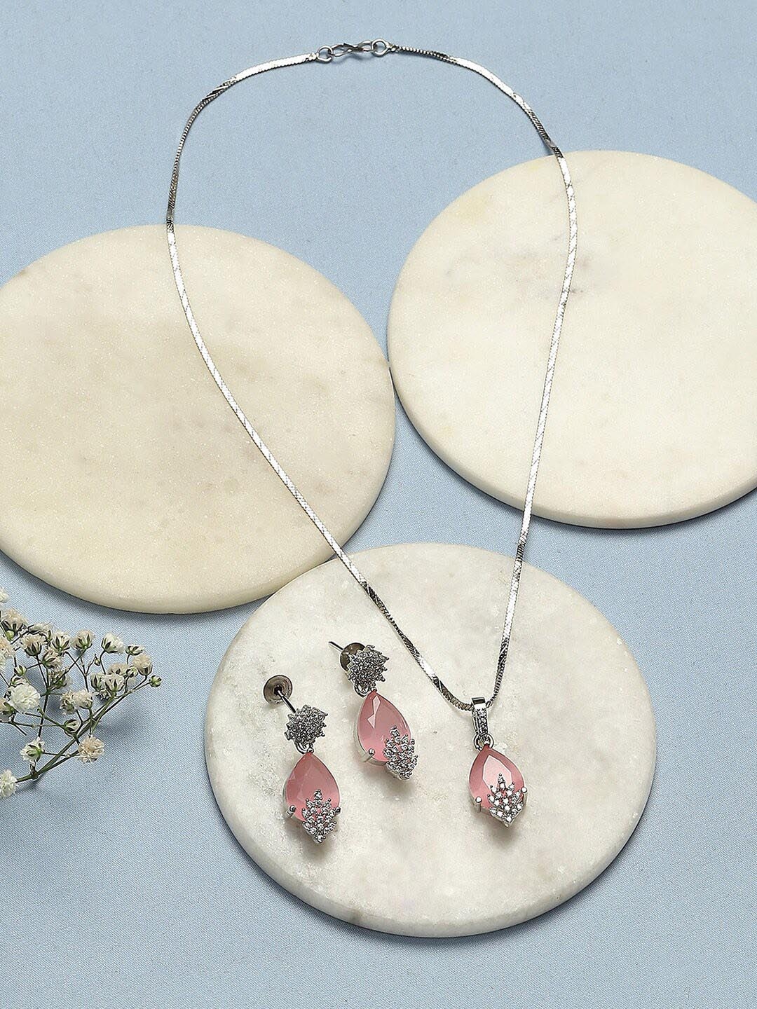 

Biba Silver-Plated Stone-Studded Jewellery Set
