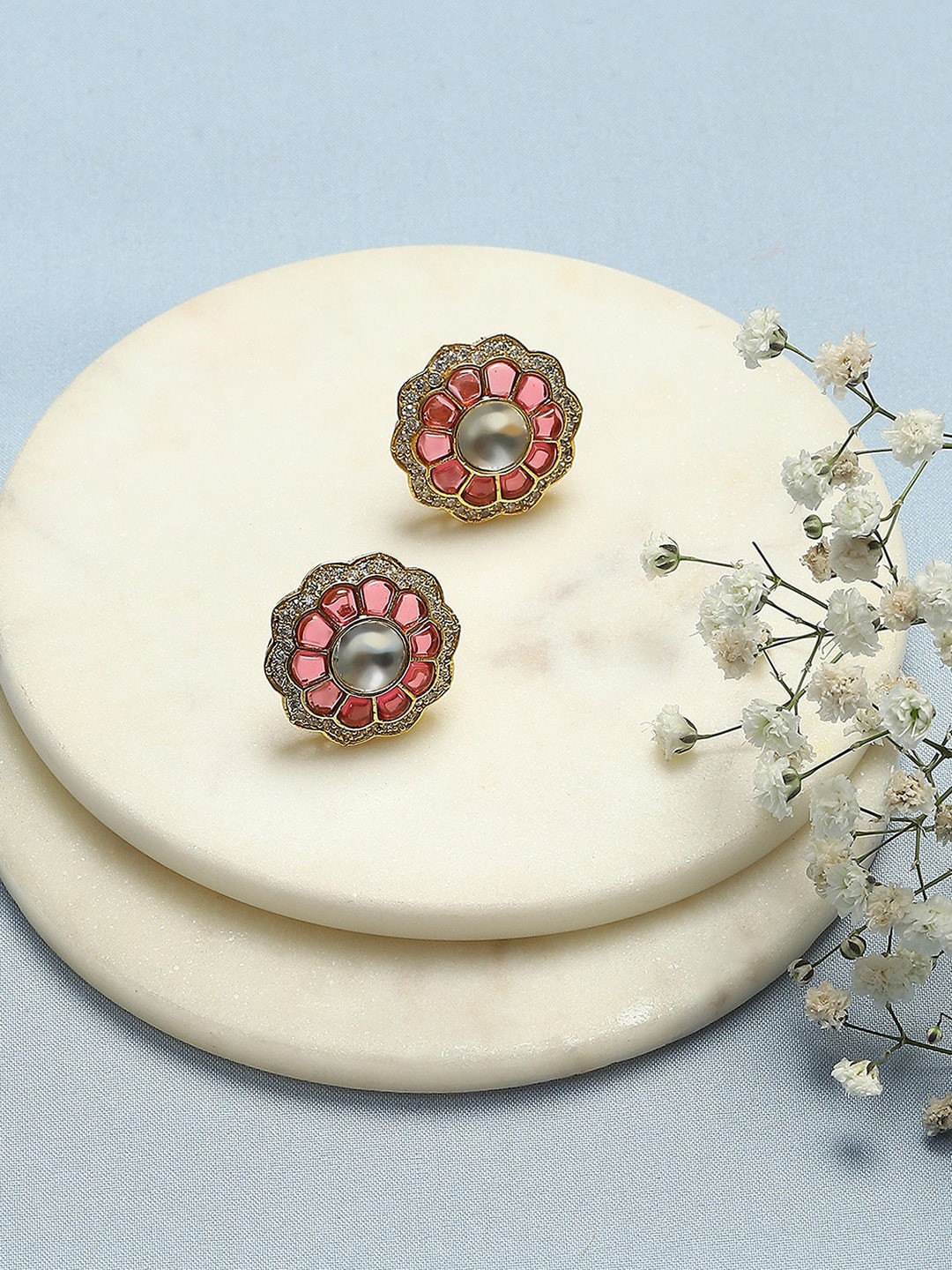 

Biba Gold Plated Kundan Studded Studs Earrings