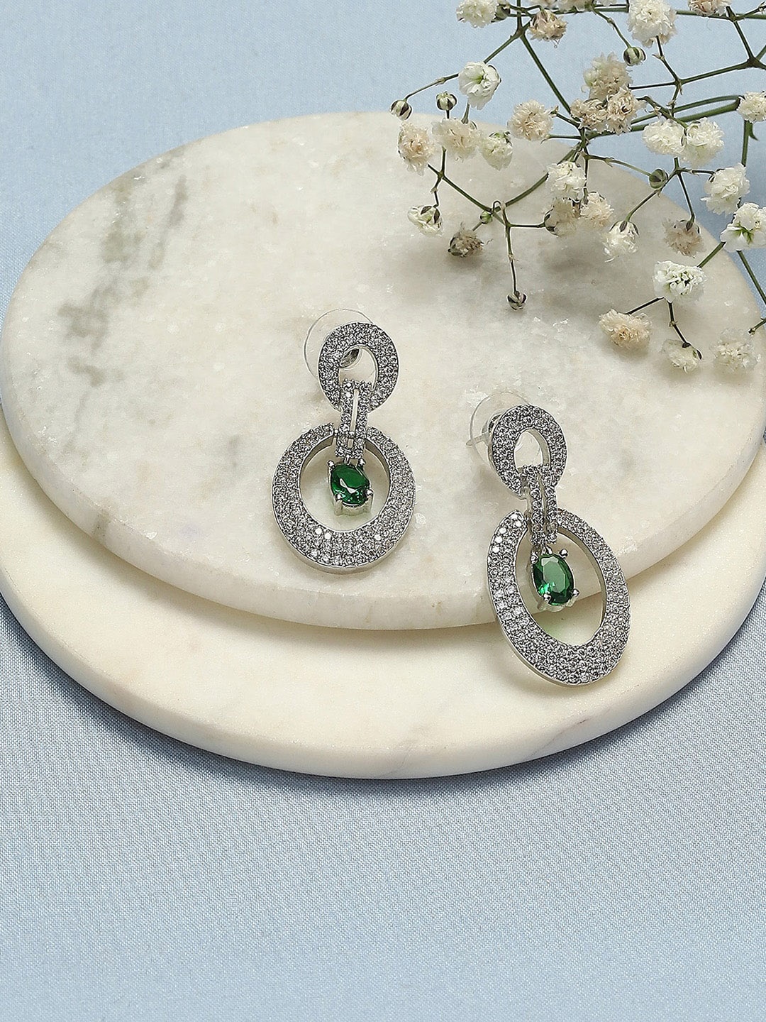 

Biba Silver-Plated Contemporary Drop Earrings, Green