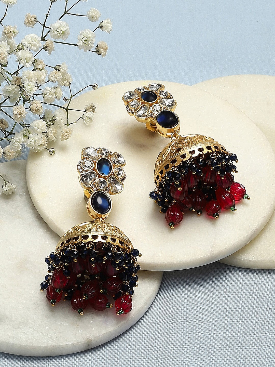 

Biba Contemporary Kundan Jhumkas Earrings, Gold