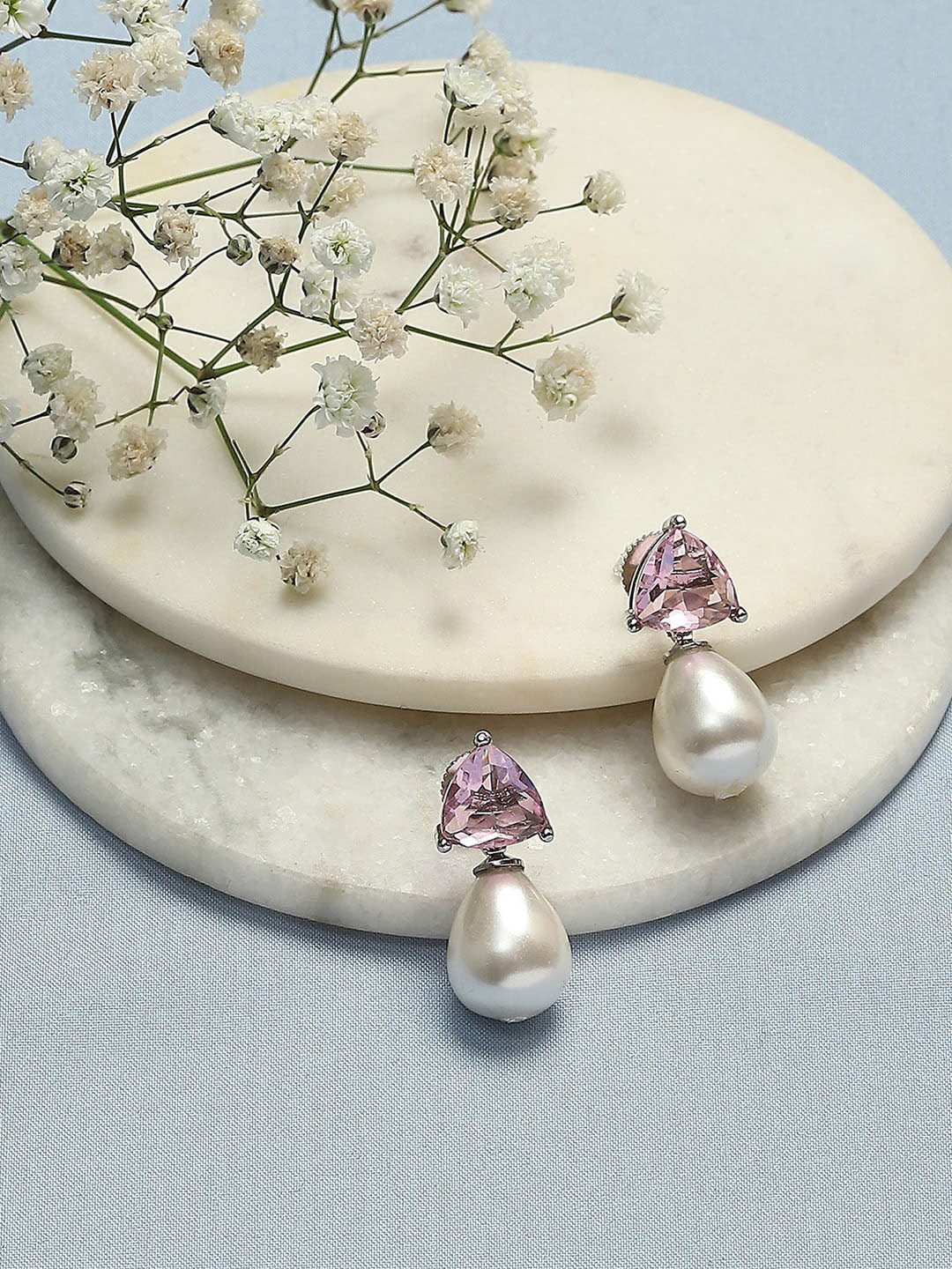 

Biba Silver-Plated Artificial Stones and Beads Contemporary Studs Earrings