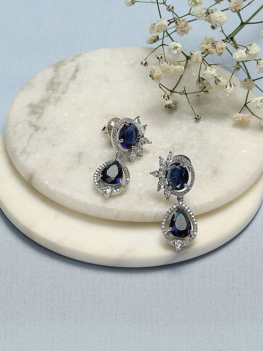 

Biba Silver-Plated Contemporary Drop Earrings, Navy blue