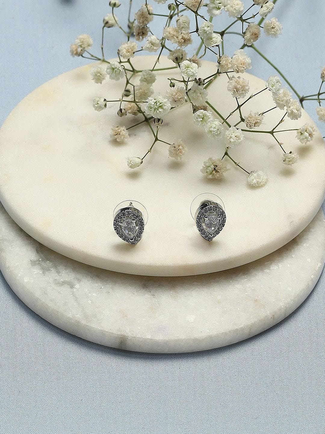 

Biba Silver-Plated Artificial Stones Contemporary Studs Earrings