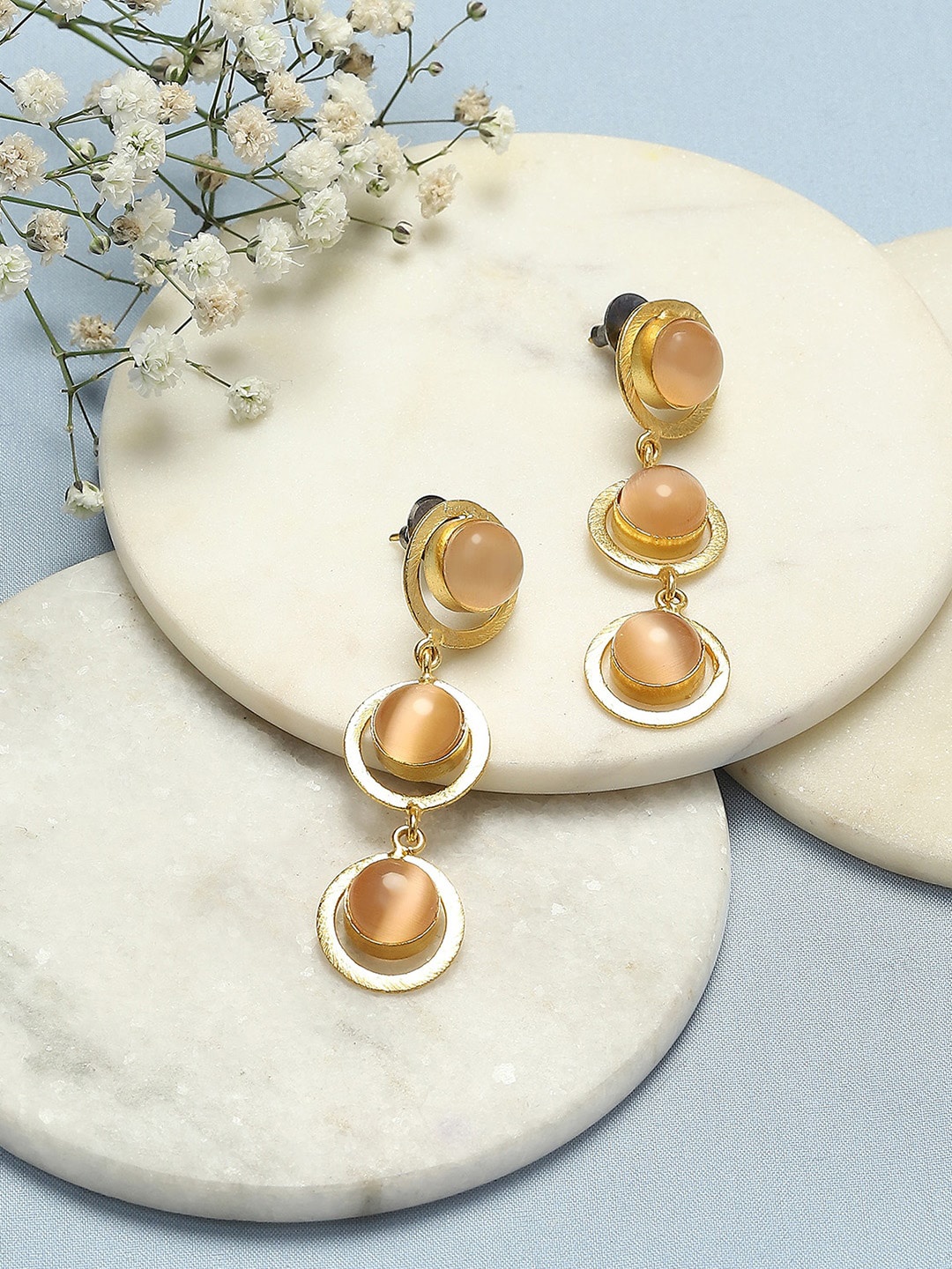 

Biba Gold-Plated Contemporary Drop Earrings, Peach