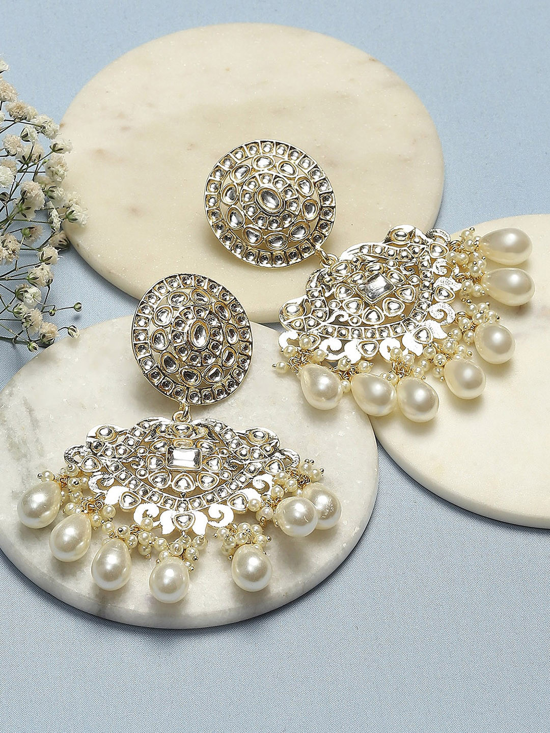 

Biba Gold-Plated Chandbalis Earrings, White