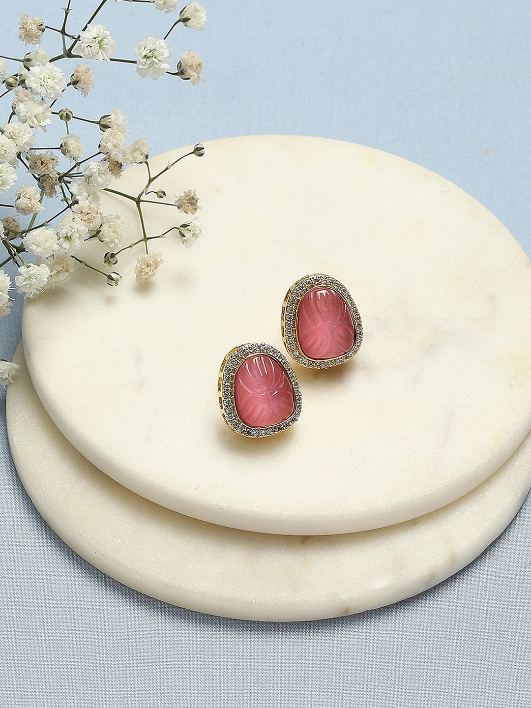 

Biba Gold Plated Stone Studded Studs Earrings