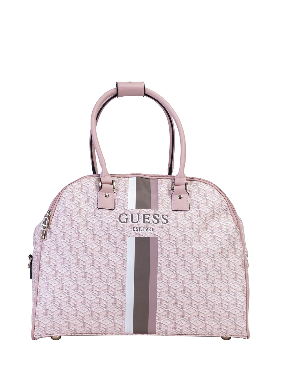 

GUESS Brand Logo Printed Duffle Bag, Pink