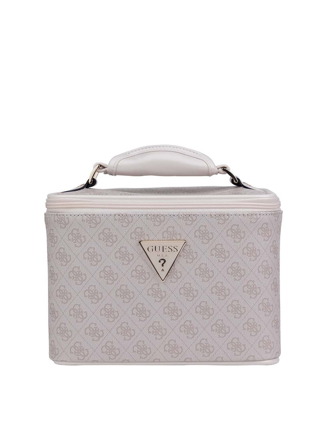 

GUESS Women Brand Logo Printed Vanity Bag, White