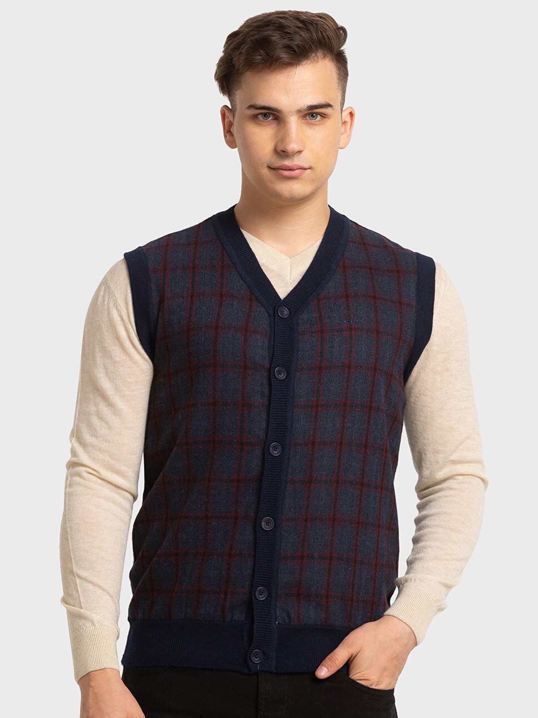 

ColorPlus Checked Sweater Vest, Blue