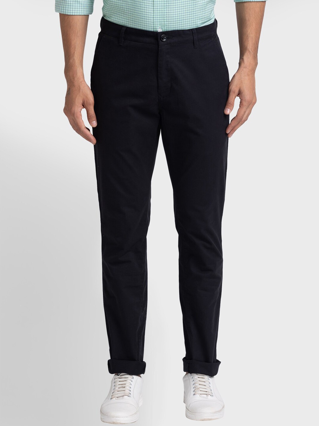 

ColorPlus Men Mid-Rise Regular Trousers, Black