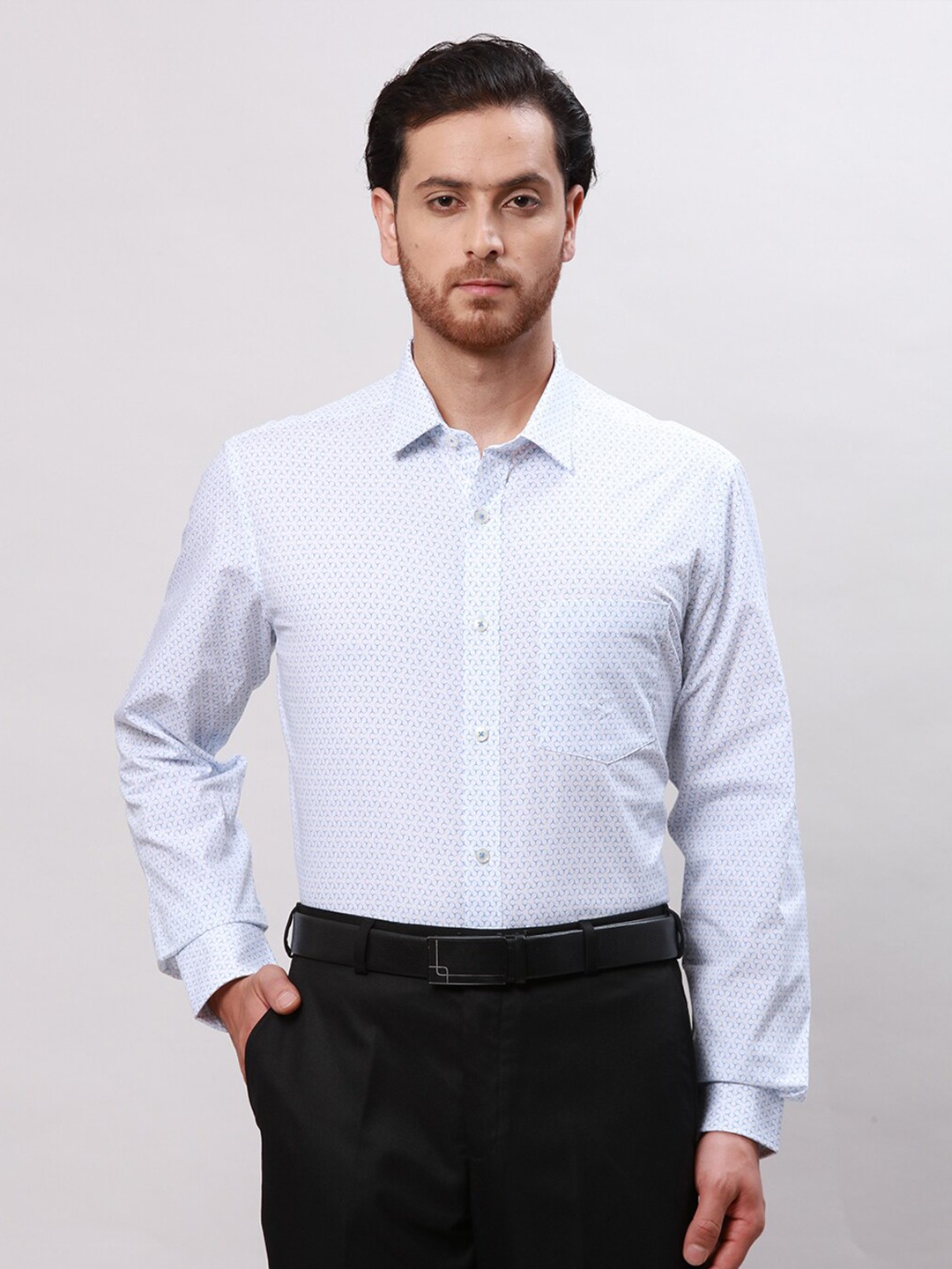 

Park Avenue Printed Cotton Formal Shirt, Blue