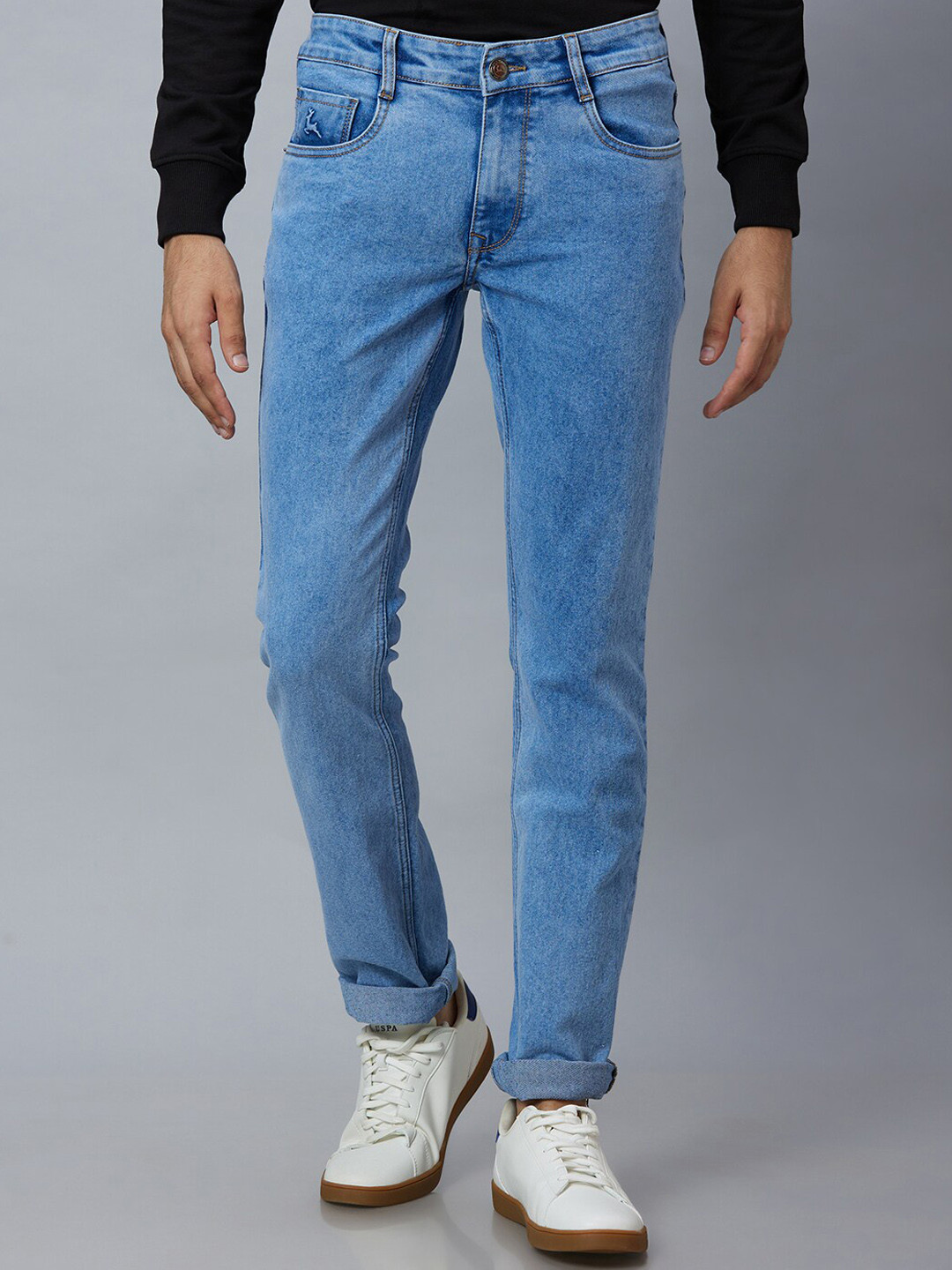 

Parx Men Tapered Fit Low-Rise Stretchable Cotton Jeans, Blue