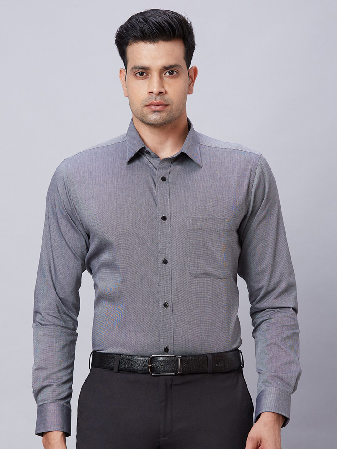 

Raymond Slim-Fit Pure Cotton Casual Shirt, Grey