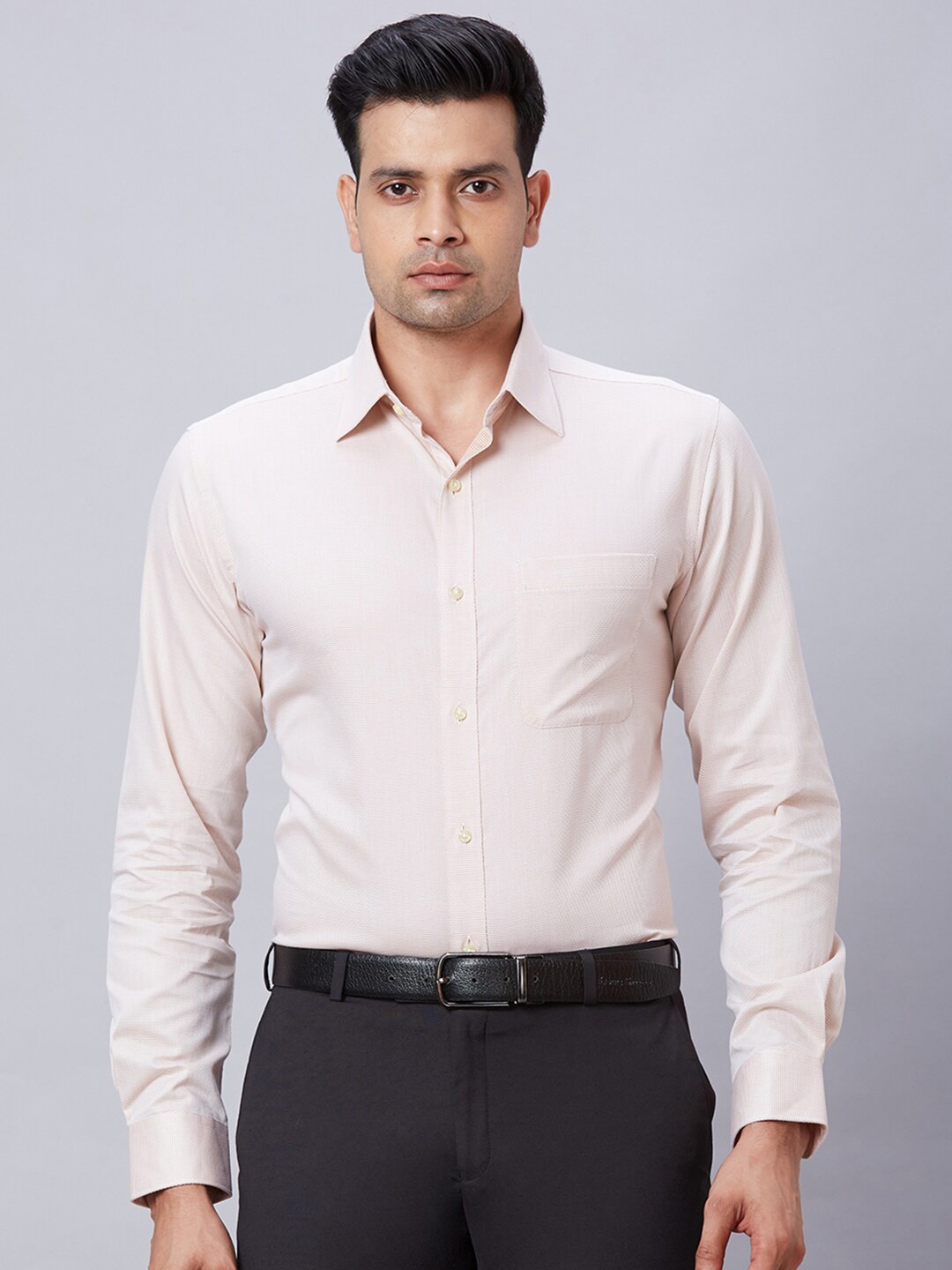 

Raymond Self Design Pure Cotton Slim Fit Formal Shirt, Cream