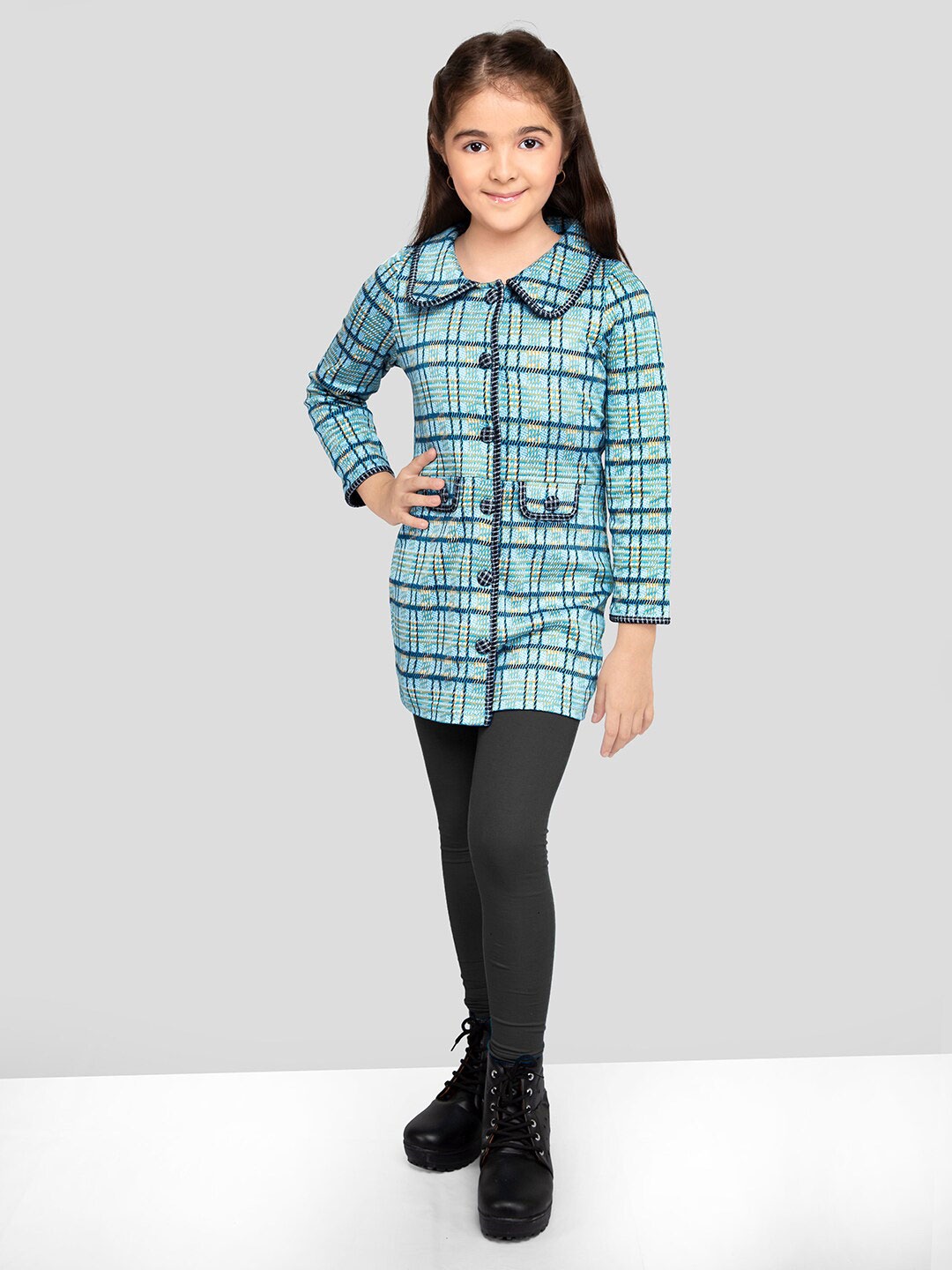 

Naughty Ninos Girls Checked Shirt Collar Tunics, Blue