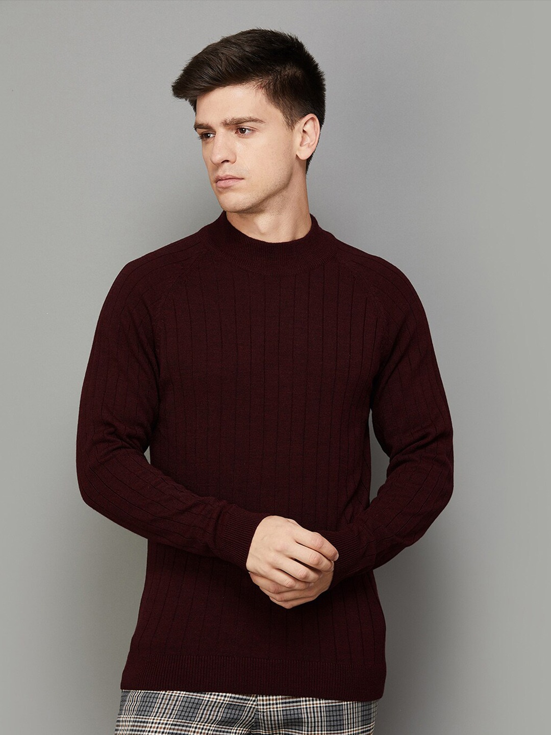 

CODE by Lifestyle Ribbed Cotton Pullover, Burgundy