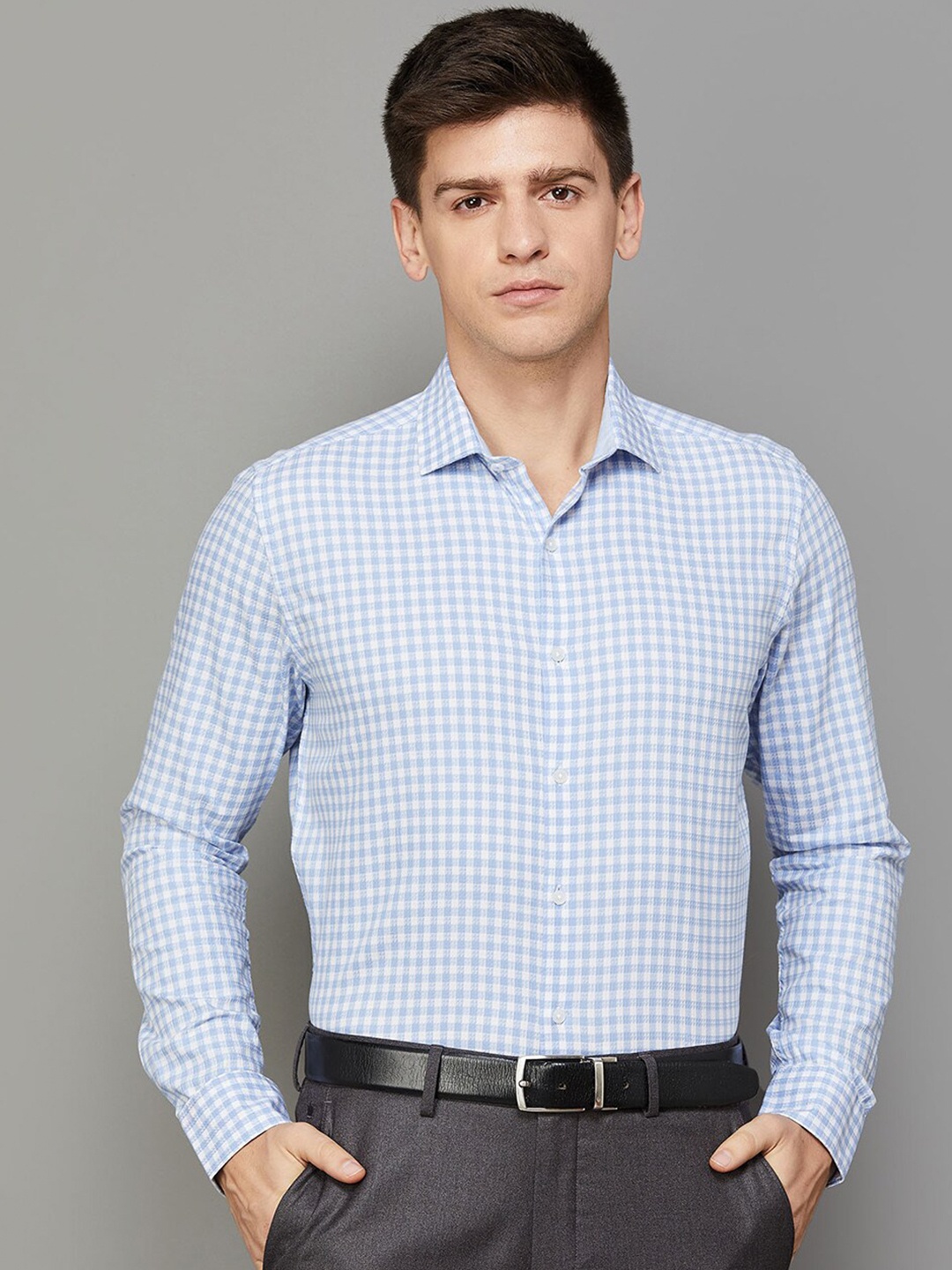 

CODE by Lifestyle Gingham Checks Cotton Casual Shirt, Blue