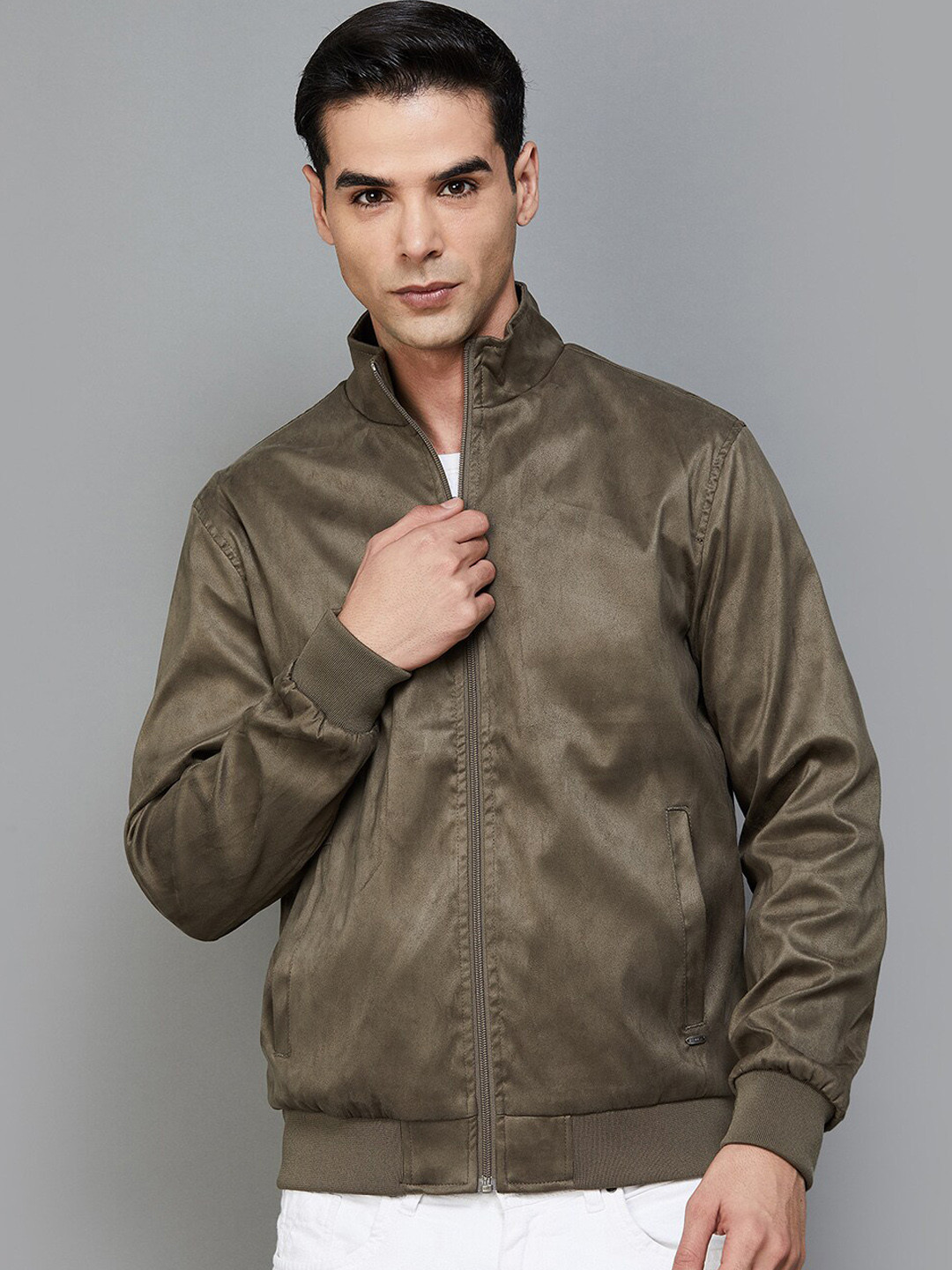 

CODE by Lifestyle Mock Neck Bomber Jacket, Olive