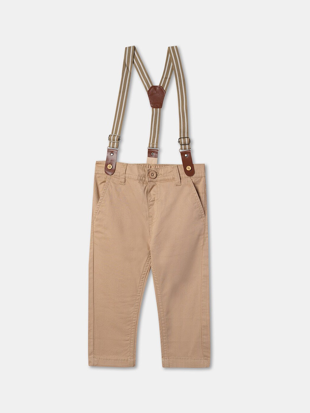 

R&B Infants Boys Ankle Length Straight Leg Cotton Dungaree, Beige