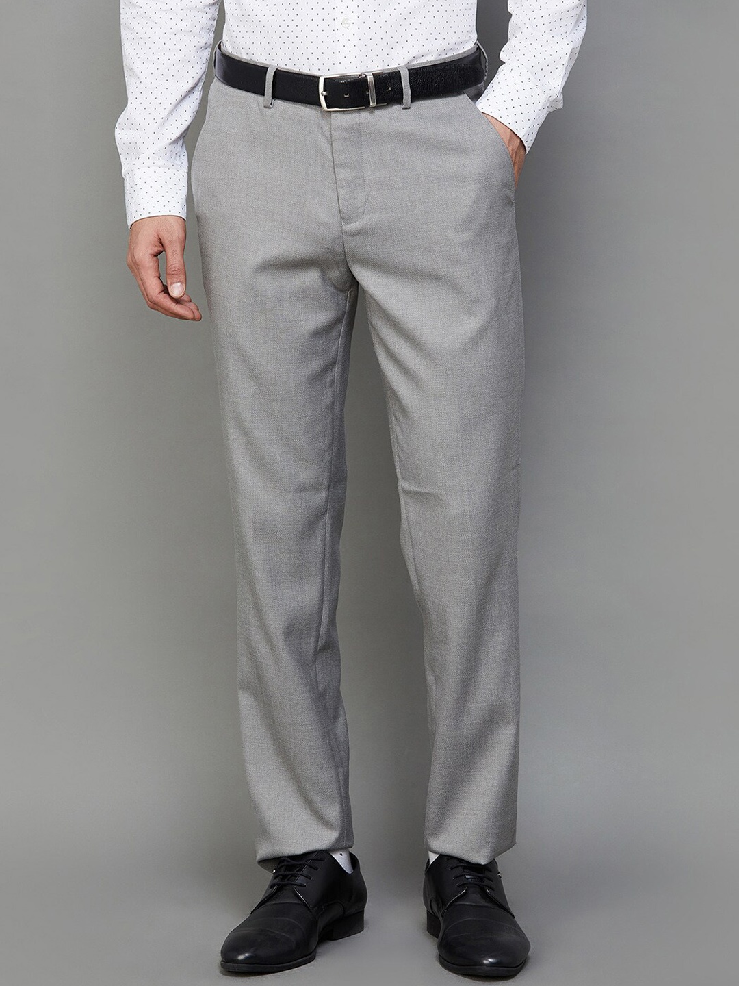 

CODE by Lifestyle Men Textured Tapered Fit Formal Trousers, Grey