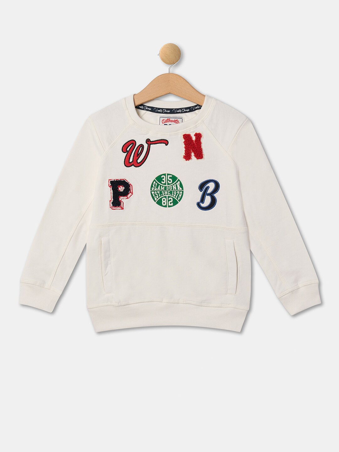 

R&B Boys Typography Printed Cotton Pullover, White