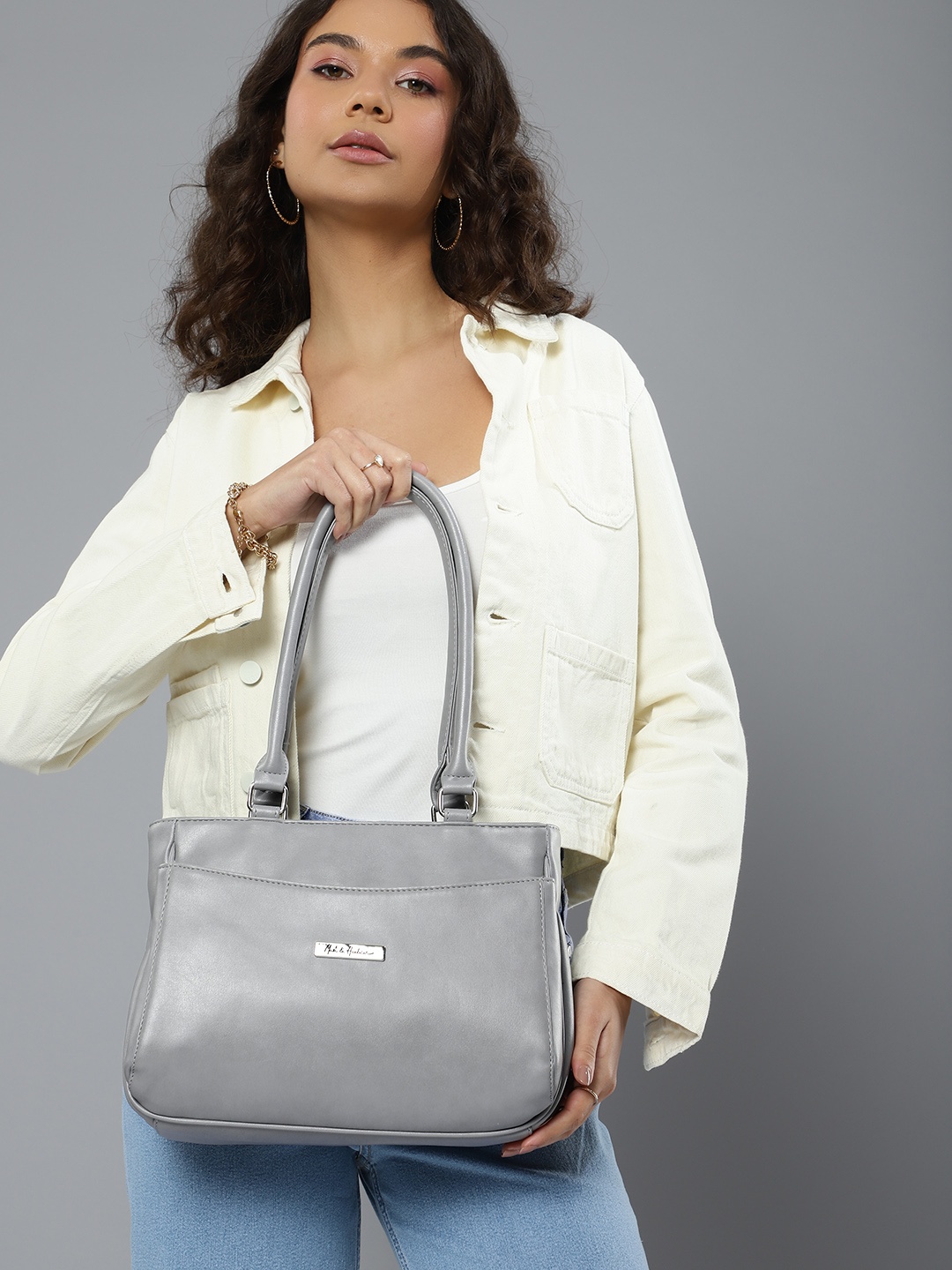 

Mast & Harbour Grey Structured Shoulder Bag