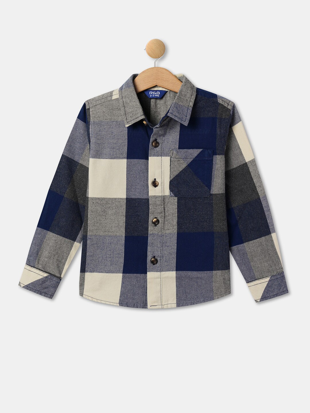 

R&B Boys Checked Cotton Casual Shirt, White