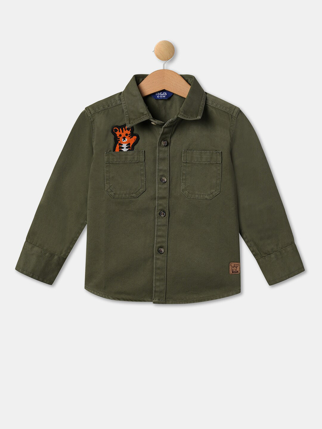 

R&B Boys Cotton Casual Shirt, Green