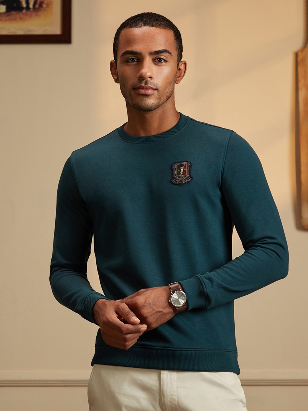 

Peter England Casuals Round Neck Cricket Inspired Pullover, Green