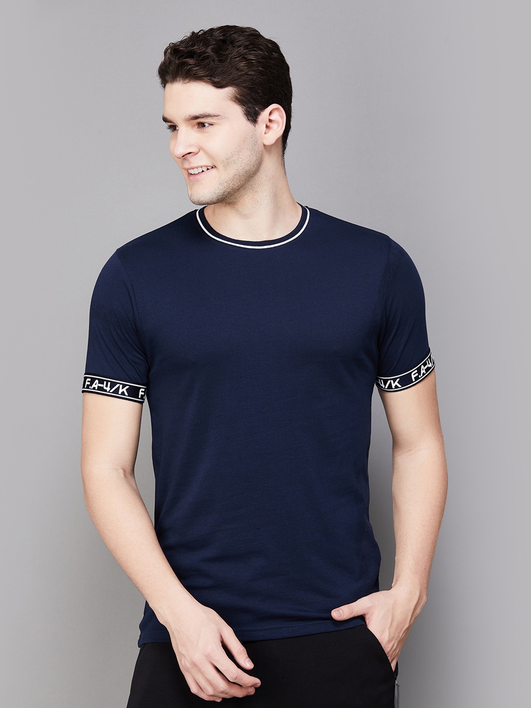 

Fame Forever by Lifestyle Round Neck Short Sleeves T-shirt, Blue