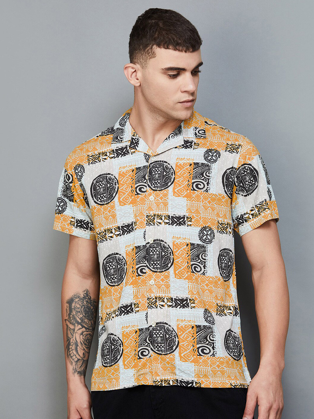 

Forca by Lifestyle Ethnic Motifs Printed Casual Shirt, Off white