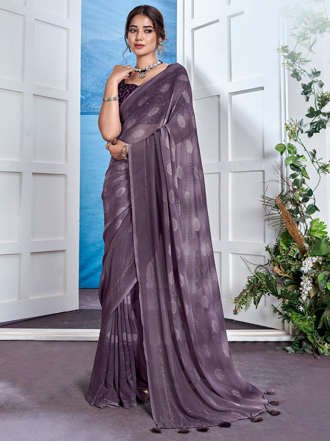 

Anouk Abstract Printed Pure Georgette Saree, Purple