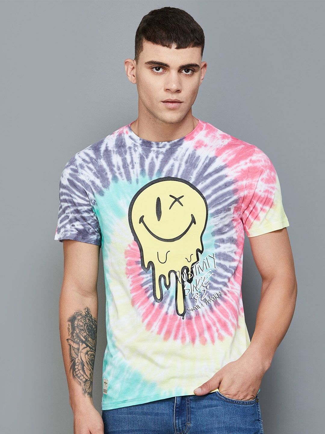 

SmileyWorld Tie & Dye Pure Cotton T-shirt, White