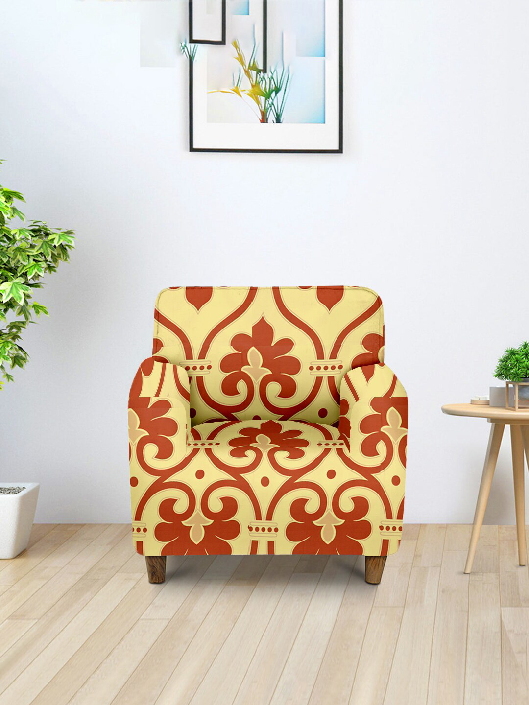 

Cortina Yellow Printed Stretchable 1-Seater Sofa Cover