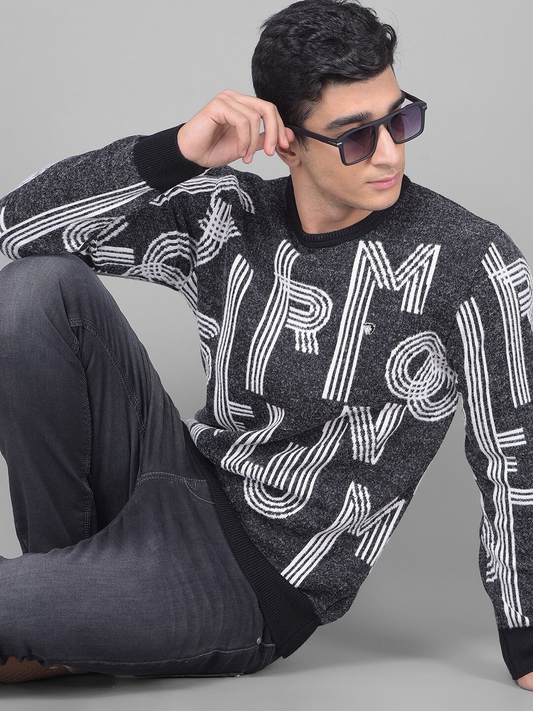 Crimsoune Club Typography Printed Pullover, Black