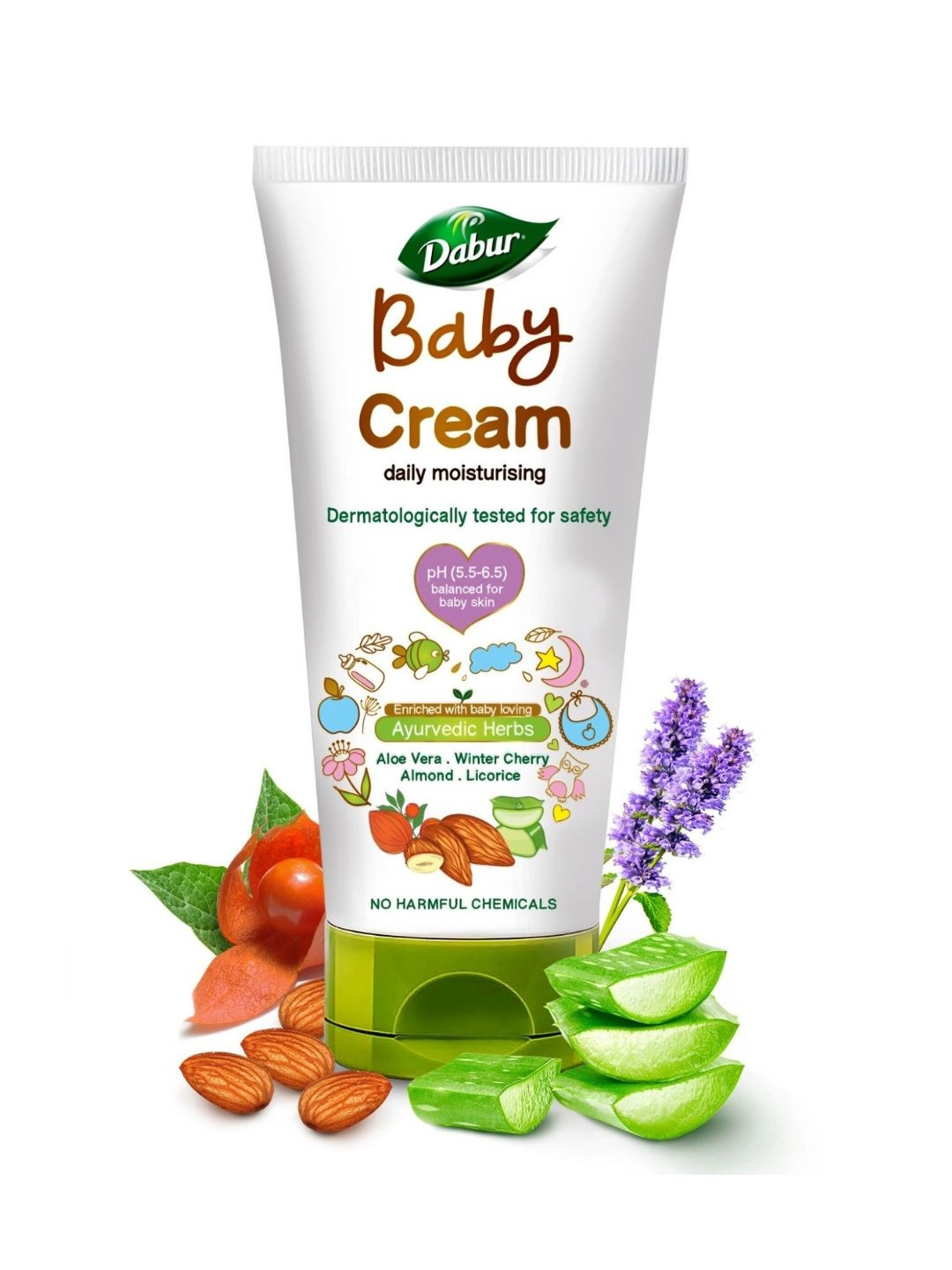 

Dabur Daily Moisturising pH balanced Baby Cream with Aloevera & Almonds - 200 g, White