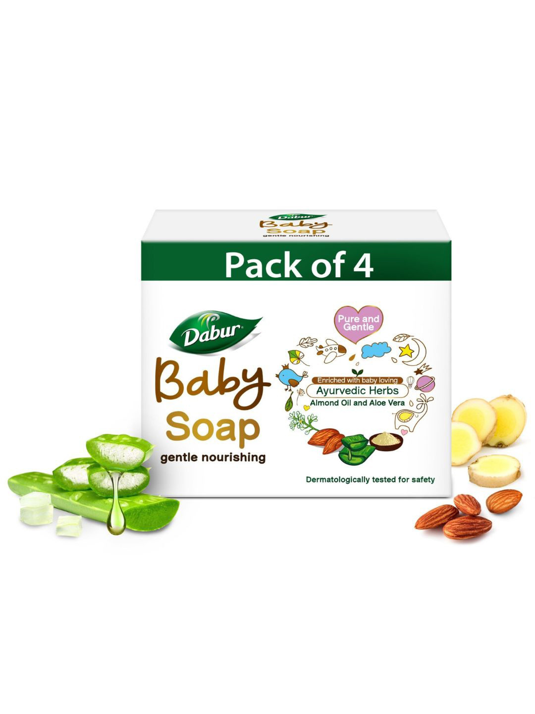 

Dabur Set of 4 Gentle Nourishing Baby Soap with Almond Oil & Aloe Vera - 75 g each, White