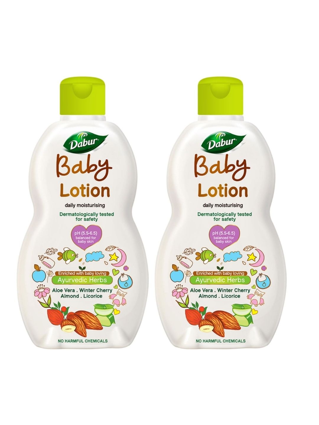 

Dabur Set of 2 Daily Moisturising Baby Lotion with Aloe Vera & Almond - 200 ml each, White