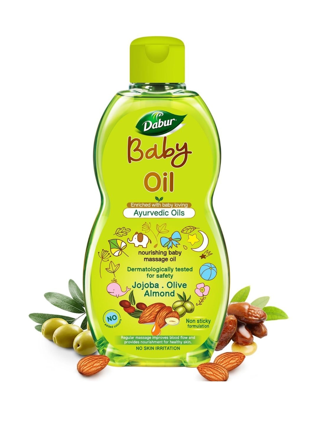 

Dabur Non-Sticky & Nourishing Baby Massage Oil With Jojoba & Olive - 200 ml, Green