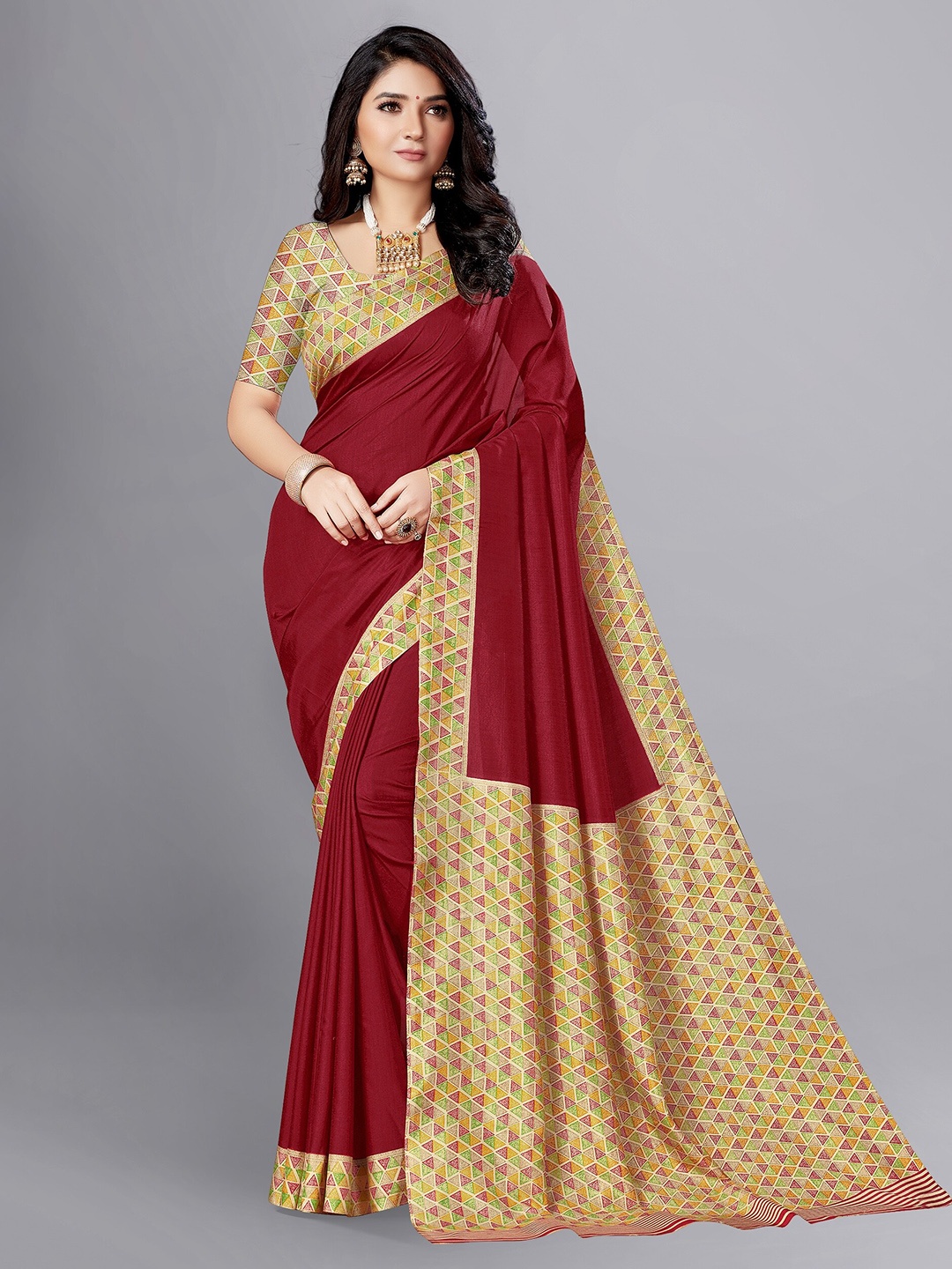 

VIMLA Art Silk Mysore Silk Saree, Red