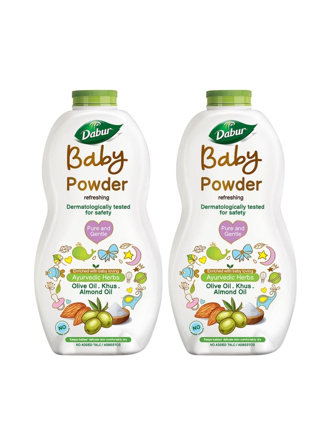 

Dabur Set Of 2 Refreshing Pure & Gentle Baby Powder With Olive Oil & Almond Oil- 150g Each, White